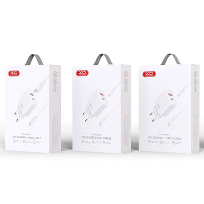 Network Charger with USB-C Cable XO Design CE12, 20W, 3A, 1 x USB-A - 1 x USB-C, White