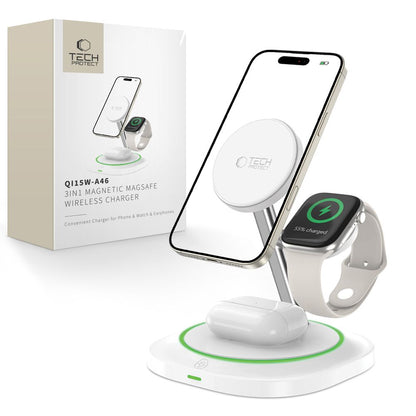 Tech-Protect QI15W-A46 3in1 Wireless Network Charger, 15W, 1.67A, White
