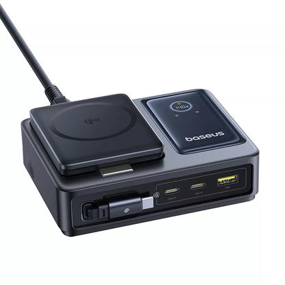 Baseus Nomos QI 5in1 Charging Station, 140W, 5A, 1 x USB-A - 2 x USB-C, Black P10178800123-00