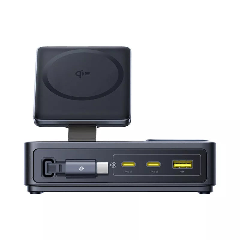 Baseus Nomos QI 5in1 Charging Station, 140W, 5A, 1 x USB-A - 2 x USB-C, Black P10178800123-00