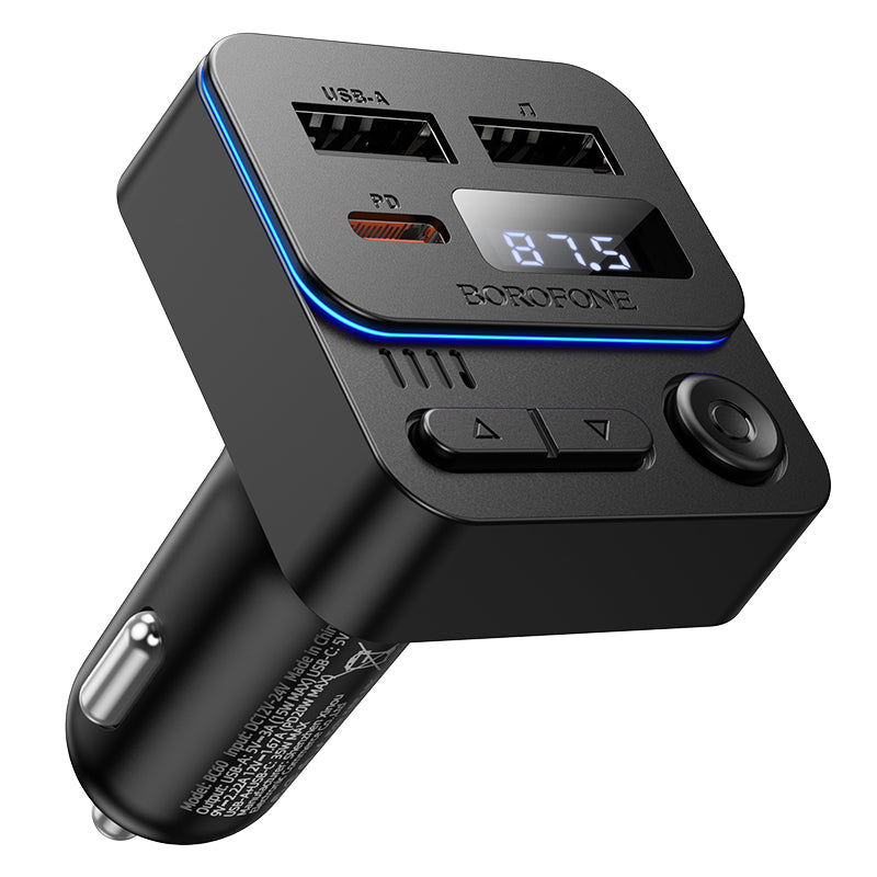 FM Bluetooth Modulator Borofone BC60 Hero, 2 x USB-A - 1 x USB-C