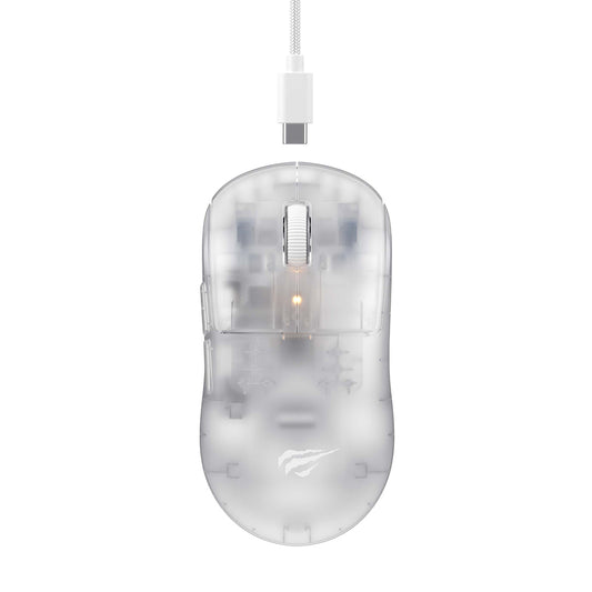 HAVIT MS970WB Pro Wireless Gaming Mouse, 800DPI - 12000mAh, White Transparent