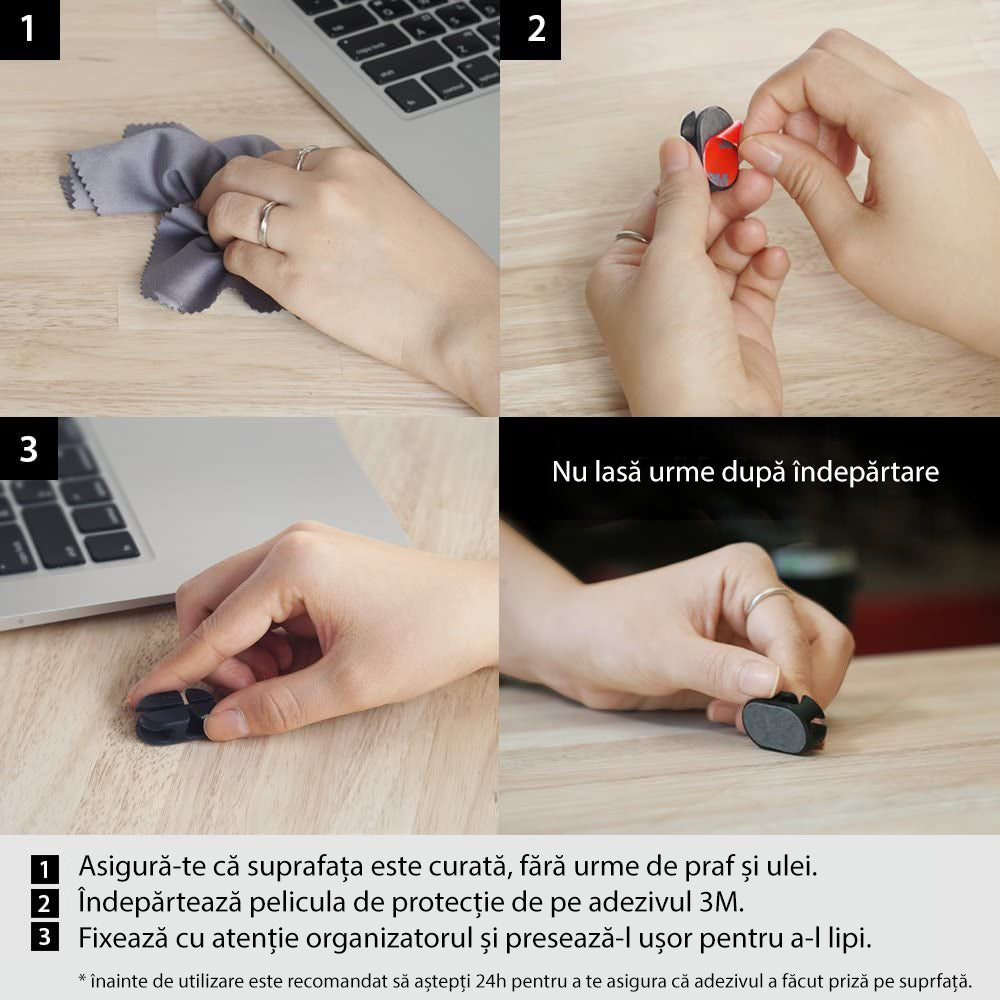 Ringke Cable Organizer, Set of 6 Pieces, Black