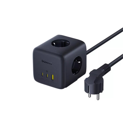 Baseus EnerFill FA11 Extension Cord, 67W, 3.35A, 1 x USB-A - 2 x USB-C - 3 x Schuko, Black E00082100123-00