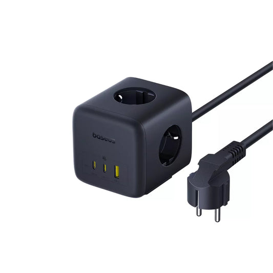Baseus EnerFill FA11 Extension Cord, 67W, 3.35A, 1 x USB-A - 2 x USB-C - 3 x Schuko, Black E00082100123-00