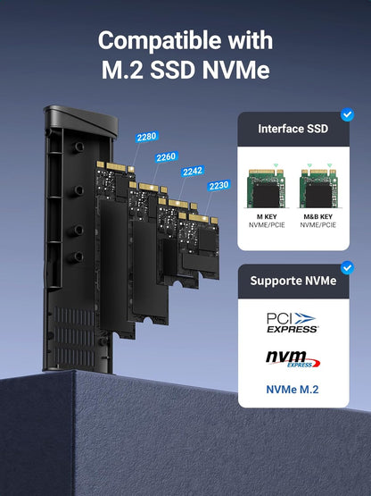 Rack UGREEN CM767 pentru SSD SATA M.2 NVMe, Gri