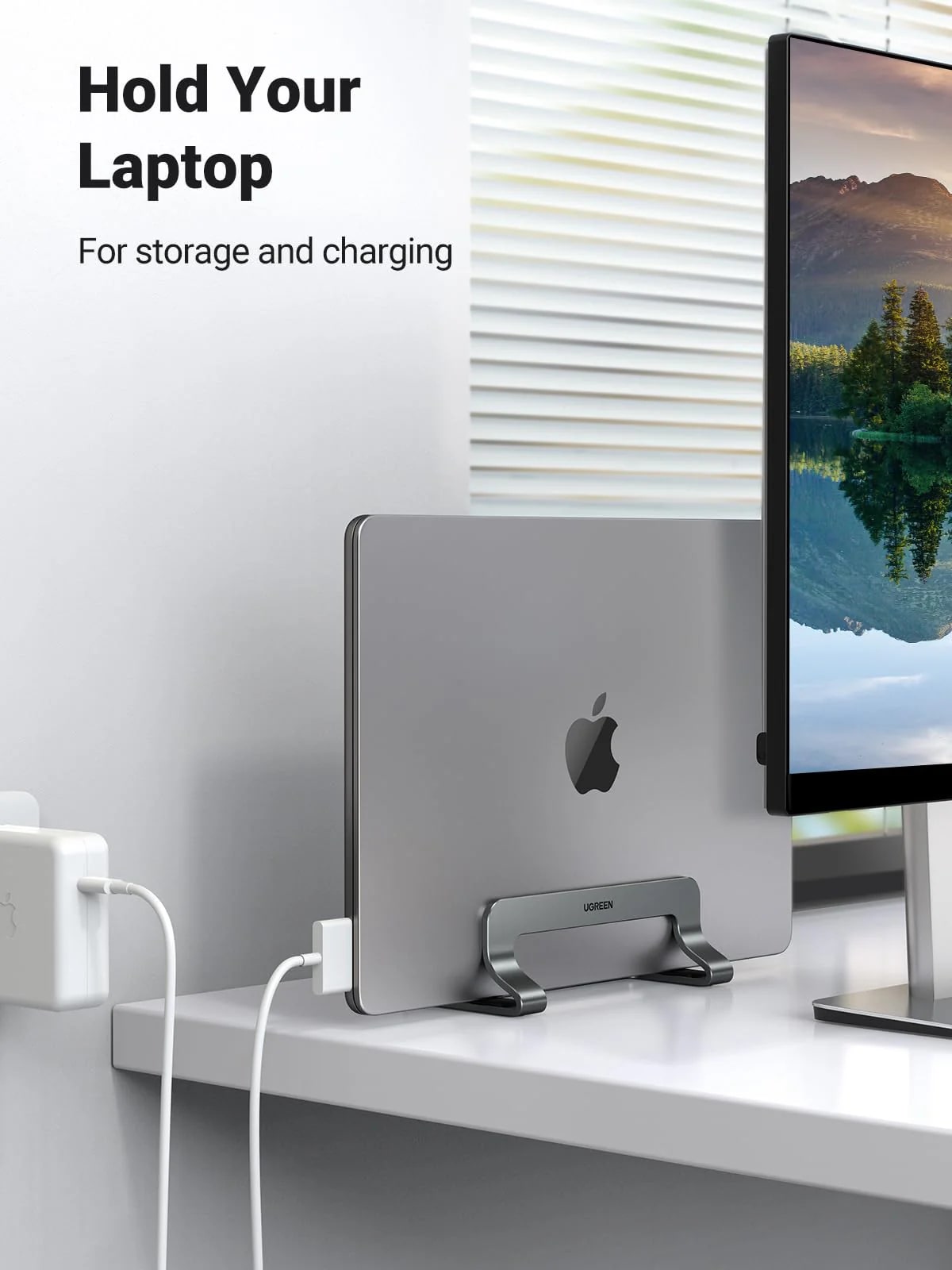 UGREEN LP258 Vertical Stand for Laptop with thickness 12mm - 26mm, Silver
